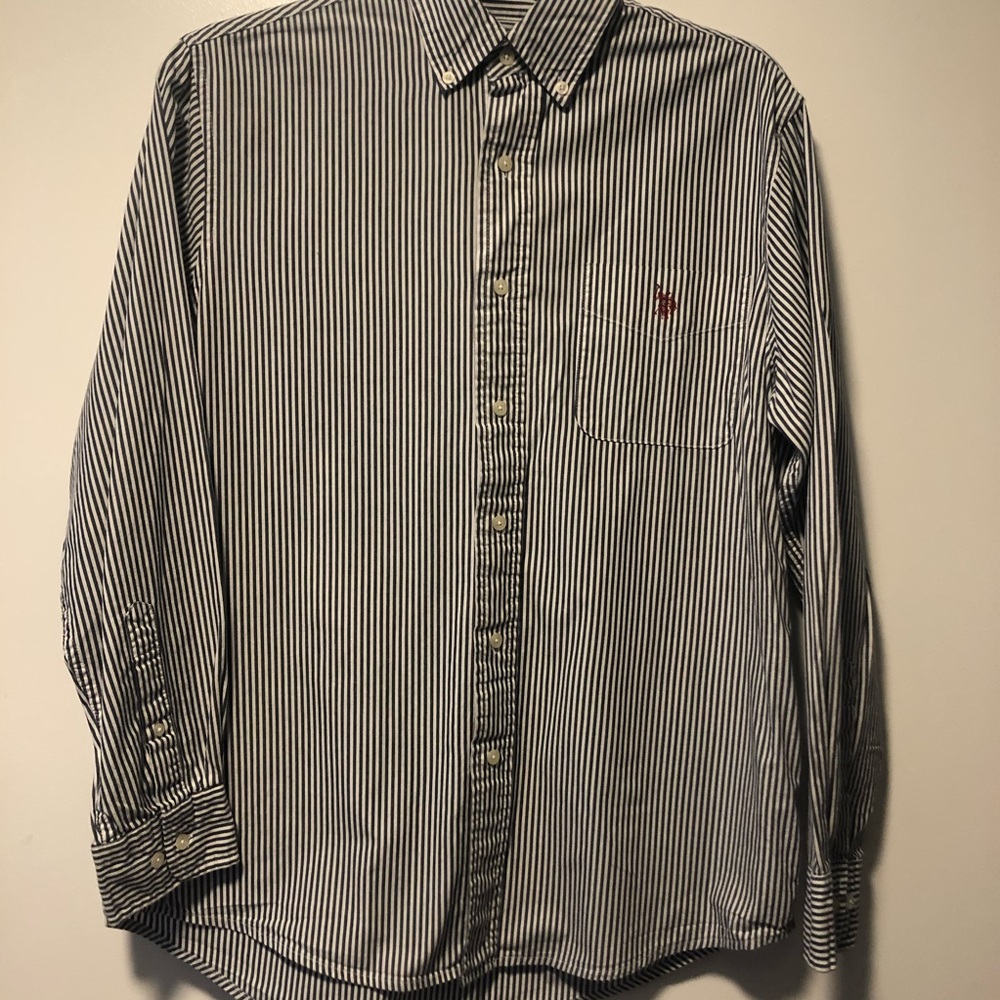 Pinstriped polo dress shirt